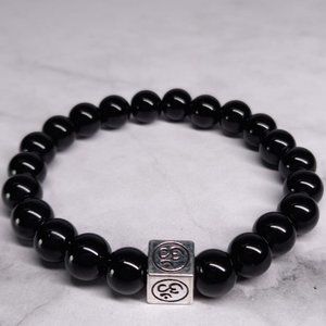Onyx Stone Bracelet With Omkara Charm